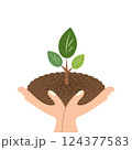 手の中にある植物のイメージイラスト 124377583