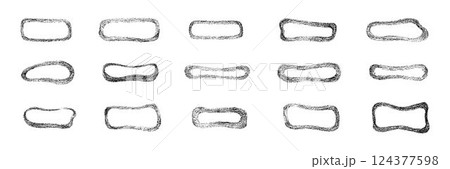 Grunge chalk, crayon texture abstract shape frames set. Vector stock illustration isolated on white background for design template text business presentation, highlight advertising, special offer. EPS 124377598