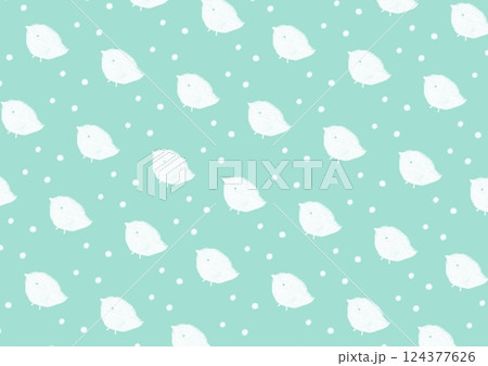 かわいい小鳥のシルエットの水色の背景 かわいい小鳥のシルエットの水色の背景 124377626