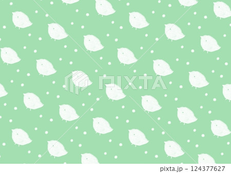 かわいい小鳥のシルエットの緑色の背景 かわいい小鳥のシルエットの緑色の背景 124377627