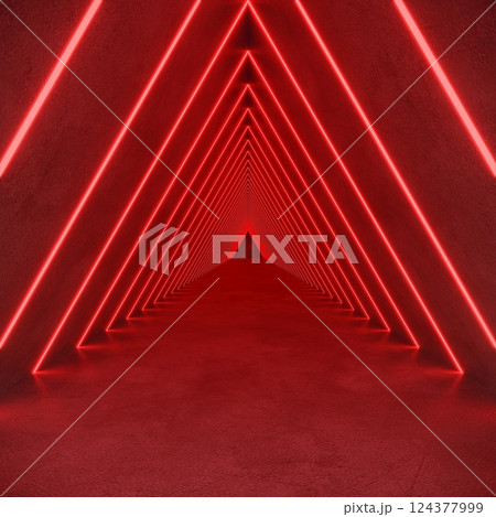 interior empty space with red lighting tunnel, 3d rendering interior empty space with red lighting tunnel, 3d rendering 124377999