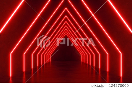interior empty space with red lighting tunnel, 3d rendering interior empty space with red lighting tunnel, 3d rendering 124378000