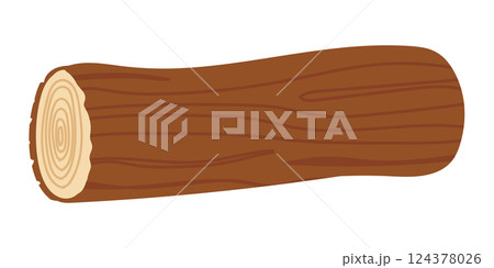 年輪が見える横倒しの丸太のイラスト 124378026