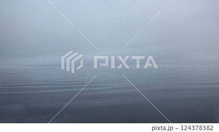 white fog descended on the sea 124378382