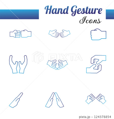 Set of hand gesture icons Flat design Vector Set of hand gesture icons Flat design Vector 124378854