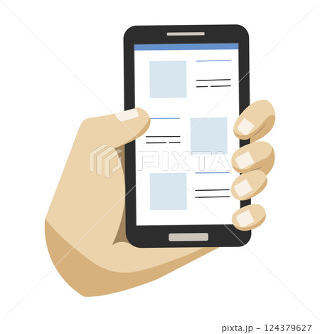 Hand holding a cellphone icon Vector Hand holding a cellphone icon Vector 124379627