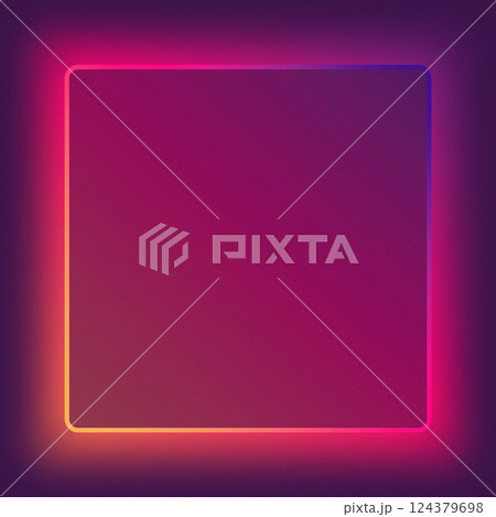 Neon frame for your design in red and yellow tones. Geometric glowing contours 124379698