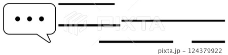 Speech bubble with three dots and horizontal lines. Ideal for communication, chat apps, messaging platforms, customer support, social media, notifications, and email templates. Banner for landing 124379922
