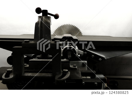 Circular Saw Machine On Stand Front View 124380825