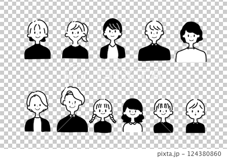 People of various generations Line drawing Illustration People of various generations Line drawing Illustration 124380860