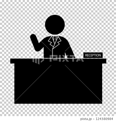 Reception counter person pictogram 124380984