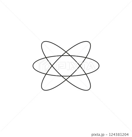 Y2k design with abstract atom shape, vector illustration. 124381204
