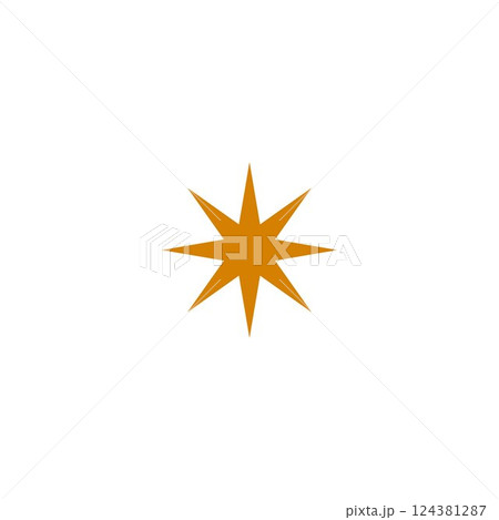 Y2k design. Brown eight-pointed star vector. Boho geometric shape. 124381287