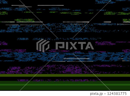 VHS effect, glitch vector background, abstract digital pixel noisy error screen, video damage dark colorful design 124381775