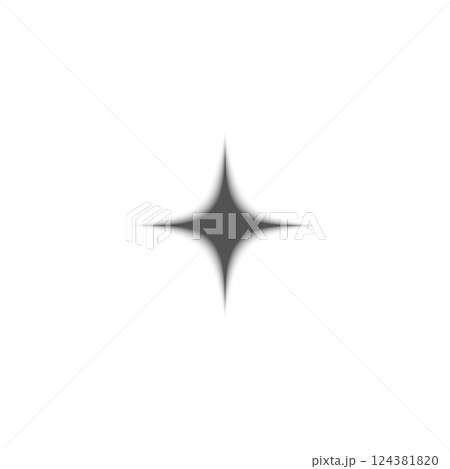 Four pointed star Y2K gradient blurred element, grey light star flare aura, sparkle, glitter aesthetic vector symbol 124381820