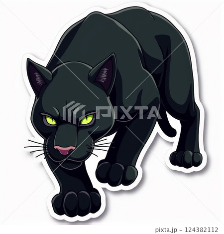 Fierce black panther sticker for decoration and design projects 124382112