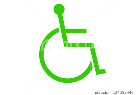 車椅子に乗る人の緑色のアイコン 124382449