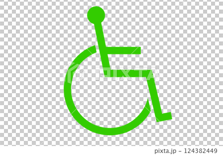 車椅子に乗る人の緑色のアイコン 124382449
