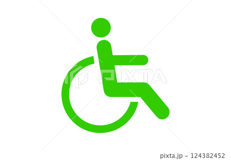 車椅子に乗る人の緑色のアイコン 124382452