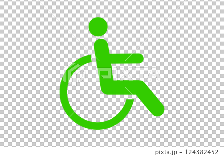 車椅子に乗る人の緑色のアイコン 124382452