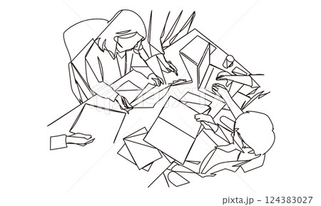 会議をするビジネスシーンの線画イラスト 124383027