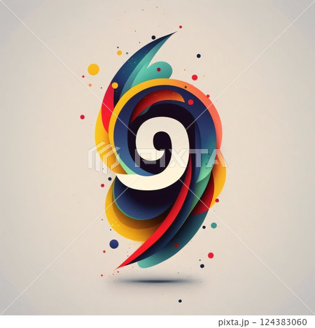 Abstract colorful design with letter 9. Vector design template elements for your application or corporate identity. Abstract colorful design with letter 9. Vector design template elements for your application or corporate identity. 124383060