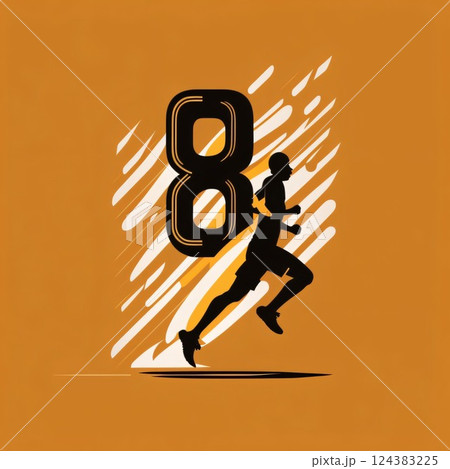 Running man, sport vector background concept made with grunge brush strokes Number 8 Running man, sport vector background concept made with grunge brush strokes Number 8 124383225
