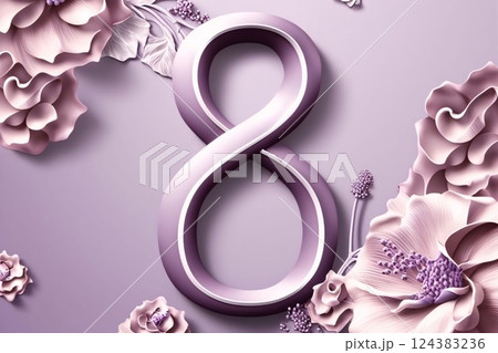 8 March. International Women's Day. 3D Render. Floral background. 8 March. International Women's Day. 3D Render. Floral background. 124383236