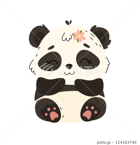 cute cartoon panda vector illustration of panda 124383740