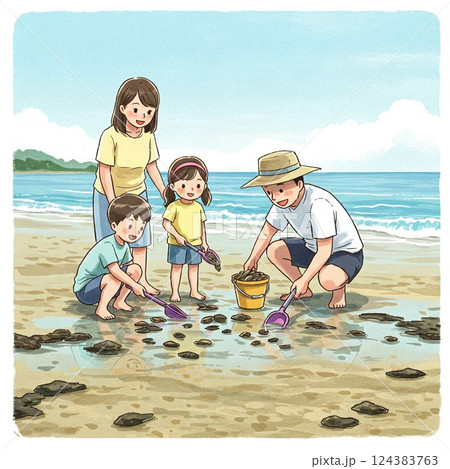 潮干狩り（家族） 124383763