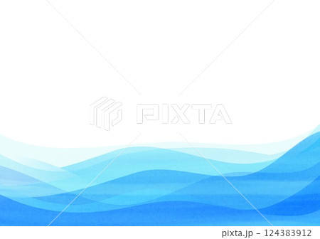 水色水彩波型の背景 水色水彩波型の背景 124383912