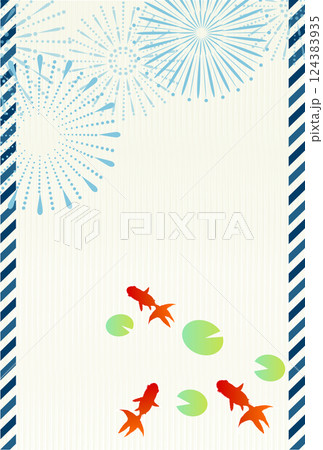 金魚　夏　花火　和柄　背景 124383935