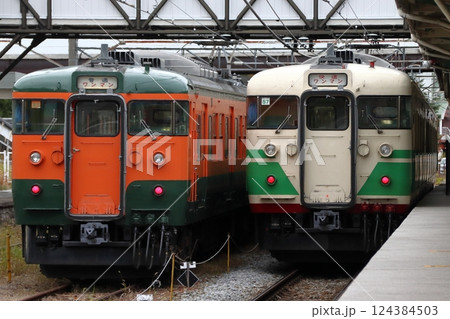 しなの鉄道115系電車（懐かしの車体カラー編成の並び） 124384503