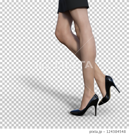 穿黑色高跟鞋的女人3DCG插畫素材 124384548