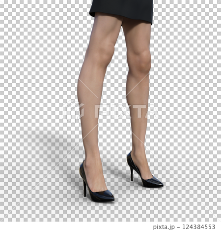 黒いハイヒールを履いた女性　3DCG イラスト素材 124384553