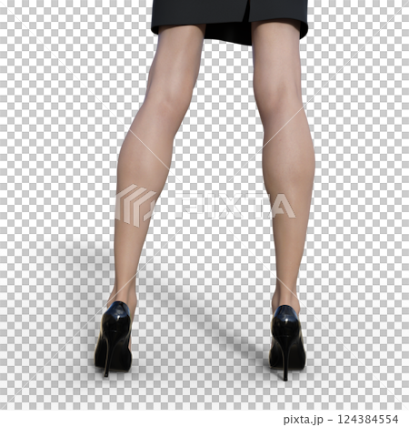穿黑色高跟鞋的女人3DCG插畫素材 穿黑色高跟鞋的女人3DCG插畫素材 124384554
