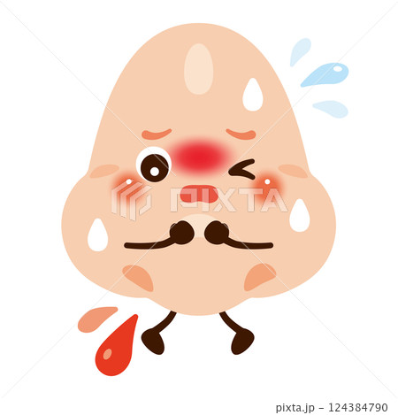 鼻血が出る鼻のキャラクターイラスト 124384790