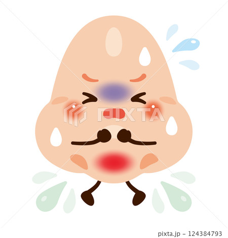 鼻水が出る鼻のキャラクターイラスト 鼻水が出る鼻のキャラクターイラスト 124384793