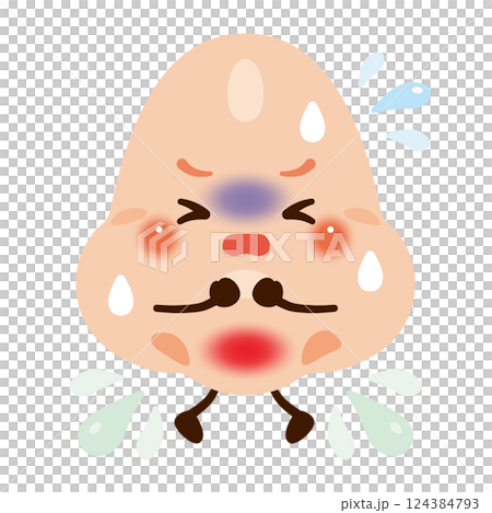 鼻水が出る鼻のキャラクターイラスト 鼻水が出る鼻のキャラクターイラスト 124384793