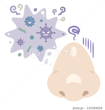 ウイルスに感染した鼻のイラスト ウイルスに感染した鼻のイラスト 124384838