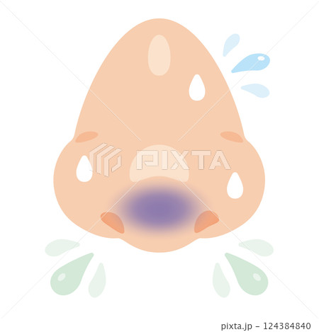 鼻水が出る鼻のイラスト 鼻水が出る鼻のイラスト 124384840