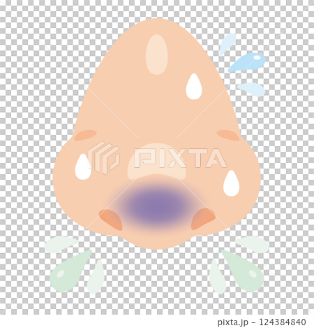 鼻水が出る鼻のイラスト 鼻水が出る鼻のイラスト 124384840