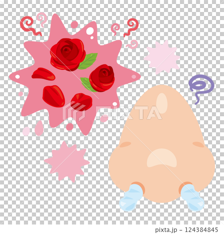 強い香りに反応する鼻のイラスト 124384845