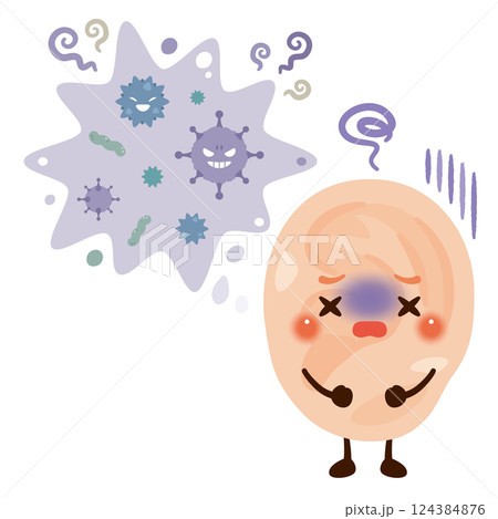 ウイルスに感染した耳のキャラクターイラスト 124384876