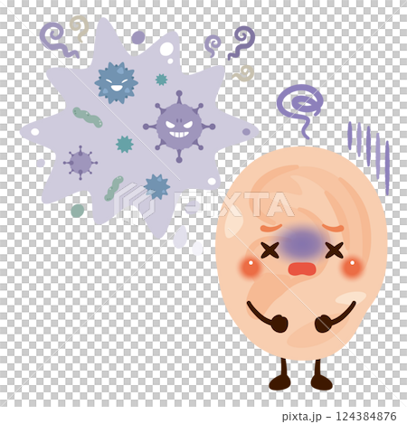 ウイルスに感染した耳のキャラクターイラスト 124384876
