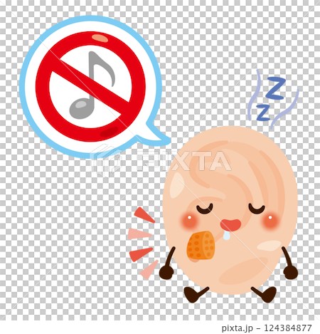 用耳塞休息的耳朵的人物插圖 用耳塞休息的耳朵的人物插圖 124384877