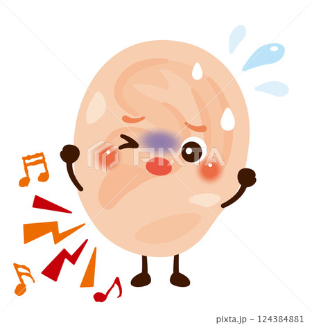 耳鳴りがする耳のキャラクターイラスト 124384881
