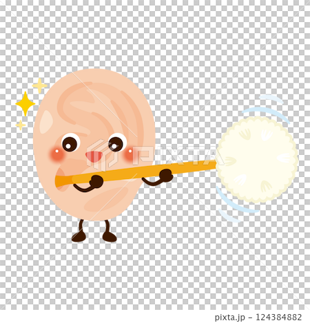 Ear character illustration cleaning ears 124384882
