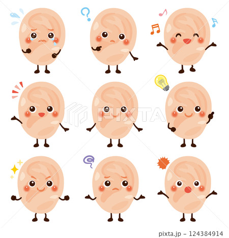 耳のキャラクター　表情セット 124384914