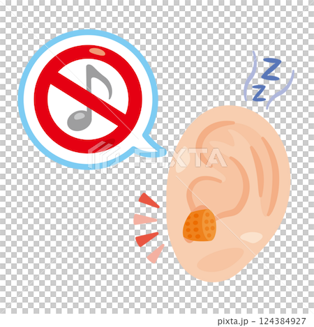 Illustration of an ear taking a rest with earplugs Illustration of an ear taking a rest with earplugs 124384927